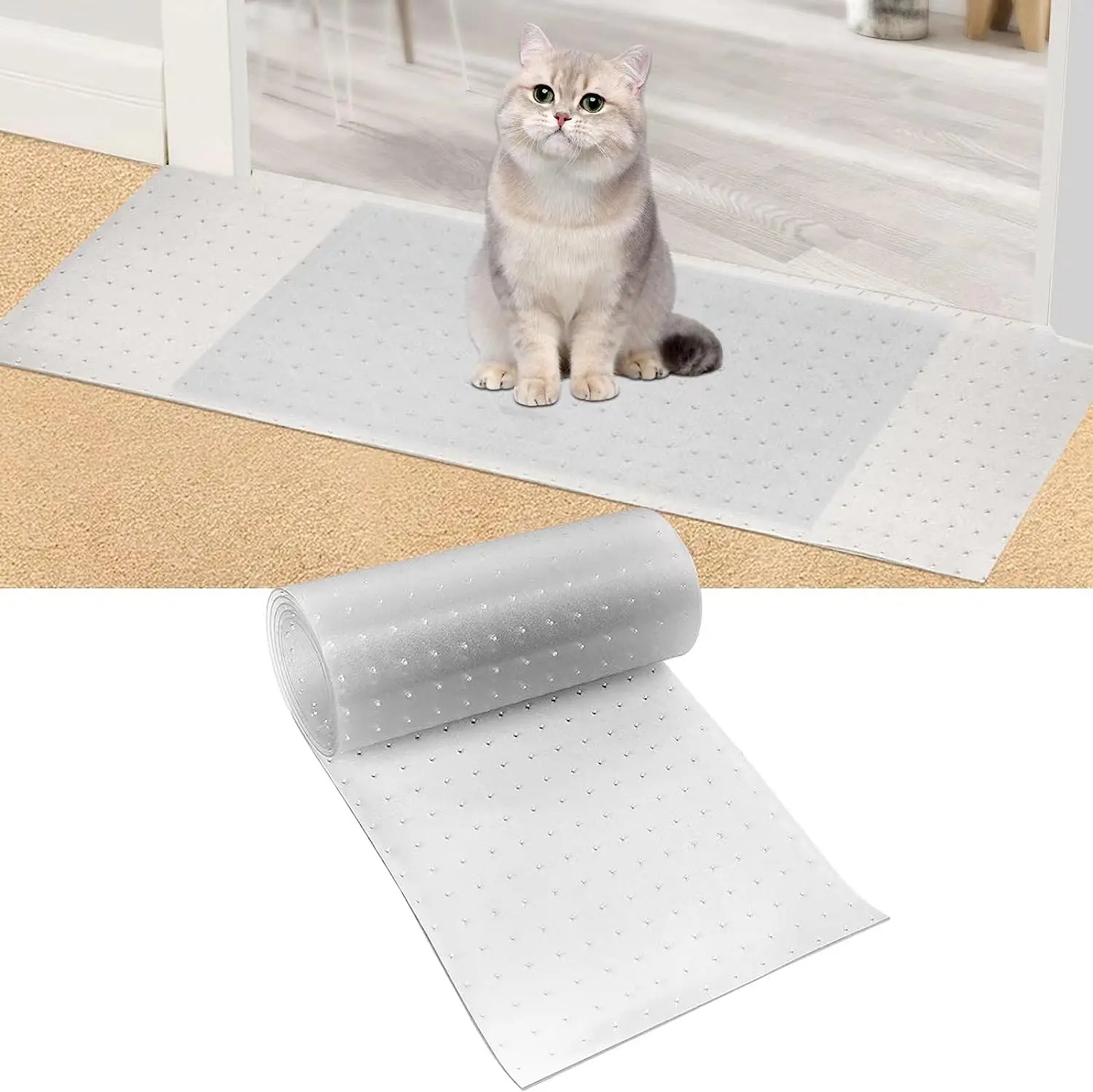 Easy to Cut Easy-to-Clean Plastic Mat Anti Scratch Under Door Pet Cat Carpet High Quality Material Cat Carpet Protector