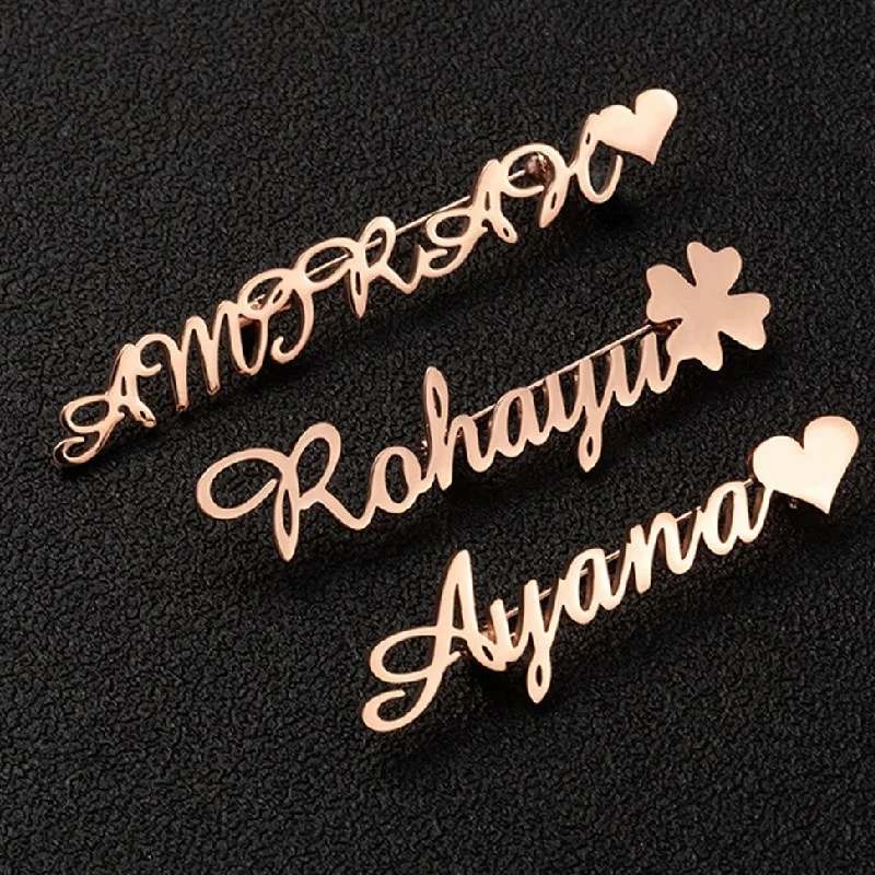 Diy ювелирные изделия на заказ из нержавеющей стали с персонализированными именами Броши Модные унисекс Детские знаки броши