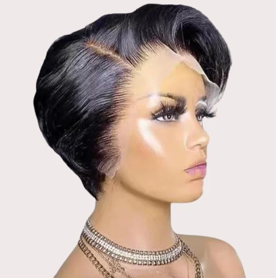 Lovely virgin mink brazilian short cut Bob wigs for black women wholesale natural straight human hair wig lace front wigs