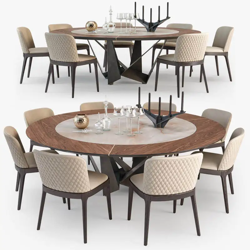 Factory Price Hot Selling Product Furniture Custom Luxury seater Round Marble Dining Table Set Luxury Furniture Table
