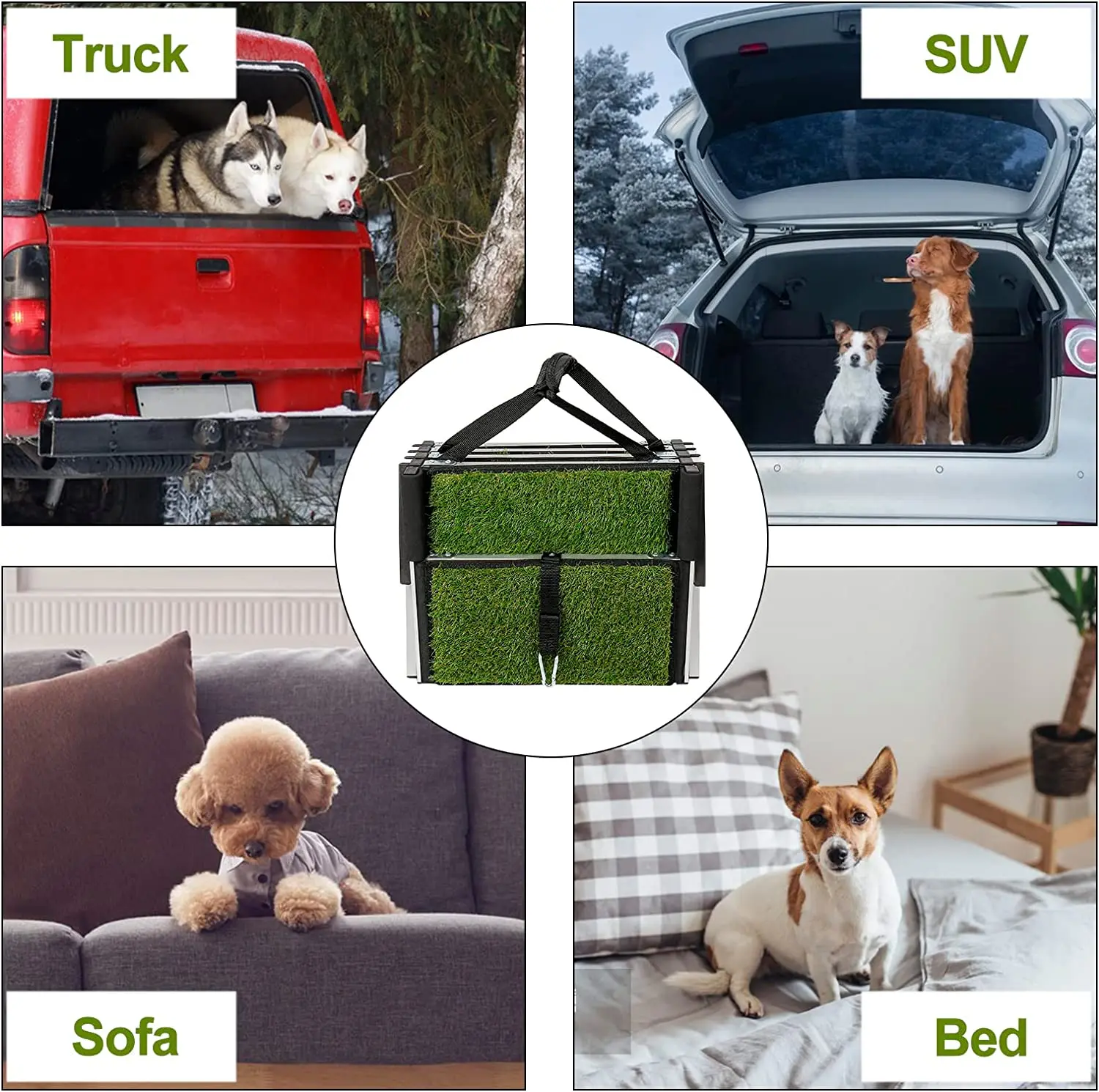 CANBO Pet Car Ladder for Large Dogs Portable Pet Stair Step with Grass Travel Dog Car Stairs