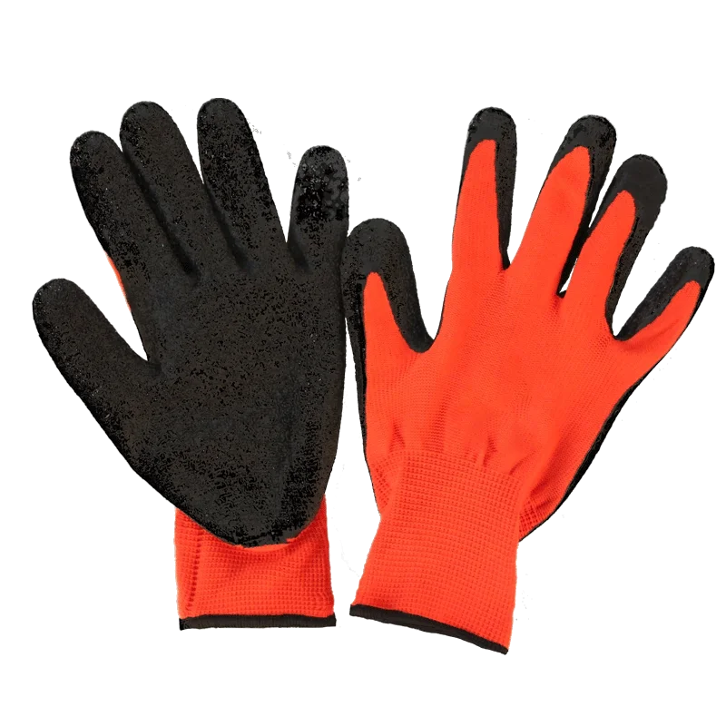 Construction Safety Textured Rubber wrinkle Work Latex Coated Garden Gloves