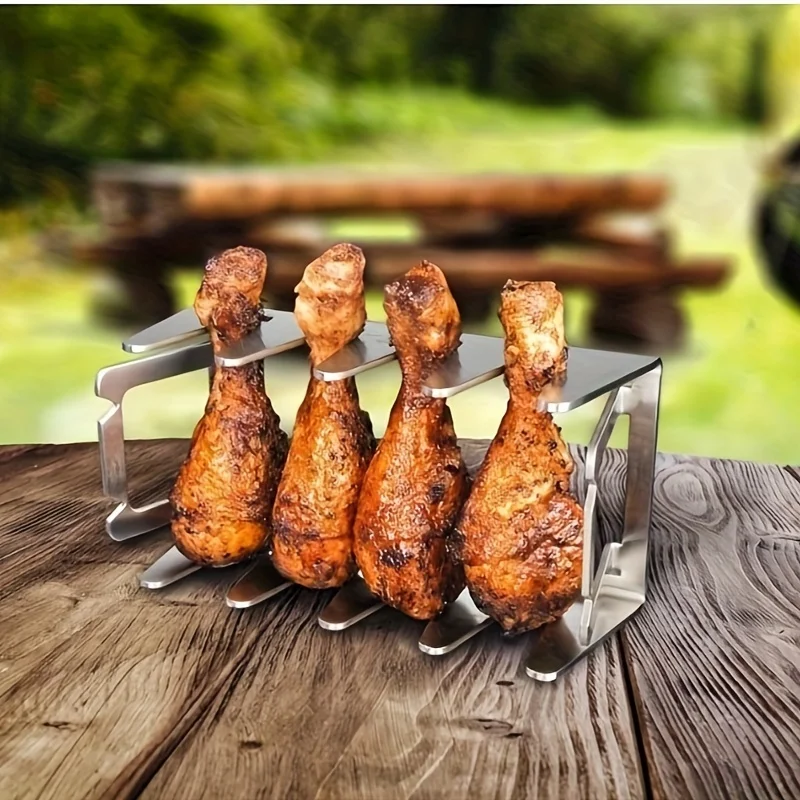 Portable Chicken Wing Holder Grilled BBQ Grill Rib Rack Stainless Steel Multi-functional Barbecue Grill For Outdoor Garden