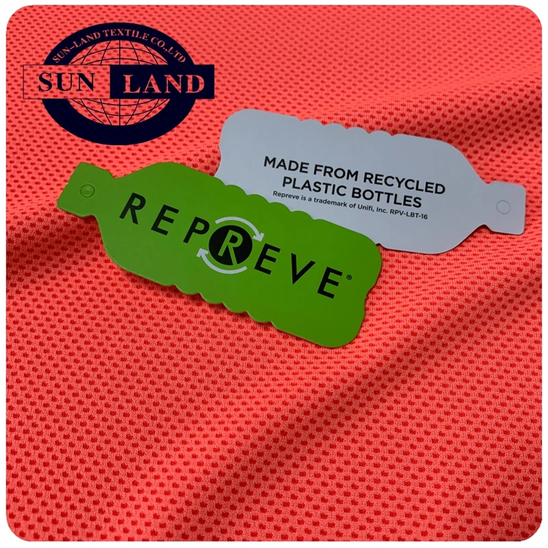 eco friendly product clothing 45% repreve recycled polyester 55% cation polyester two-color knitted honeycomb sports mesh fabric
