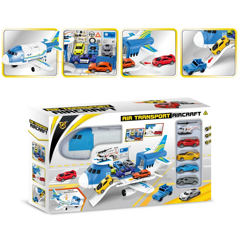 
XYB Hot Selling Transport Cargo Airplane Car Toy Play Set for 3+ Years Old Boys and Girls(Blue) 