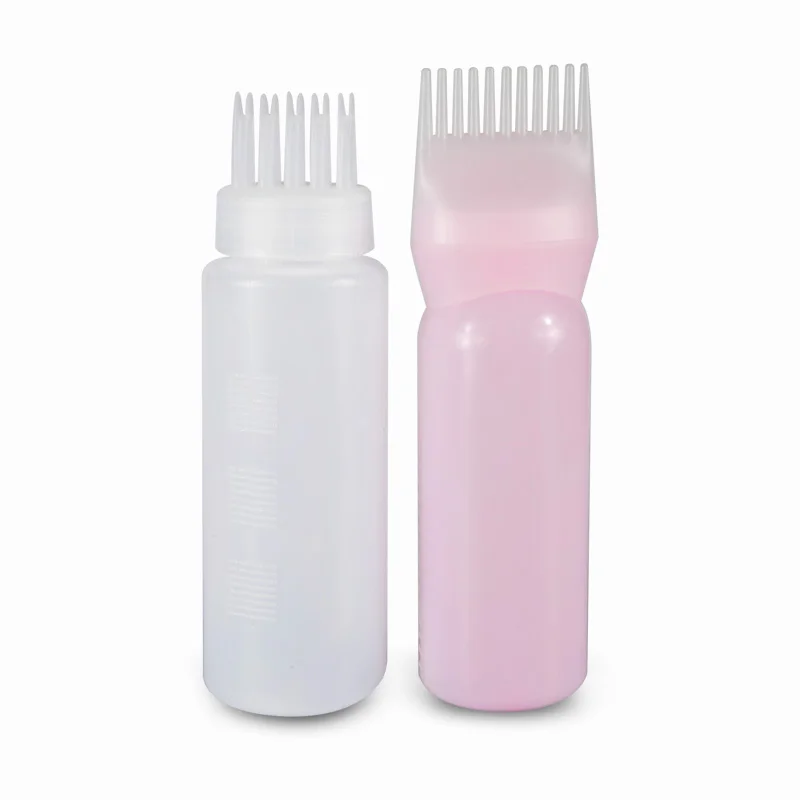 Professional 6oz 200ml Salon Hair Dry Cleaning Comb Plastic Hair Oil Dye Squeeze Bottle with Brush Applicator