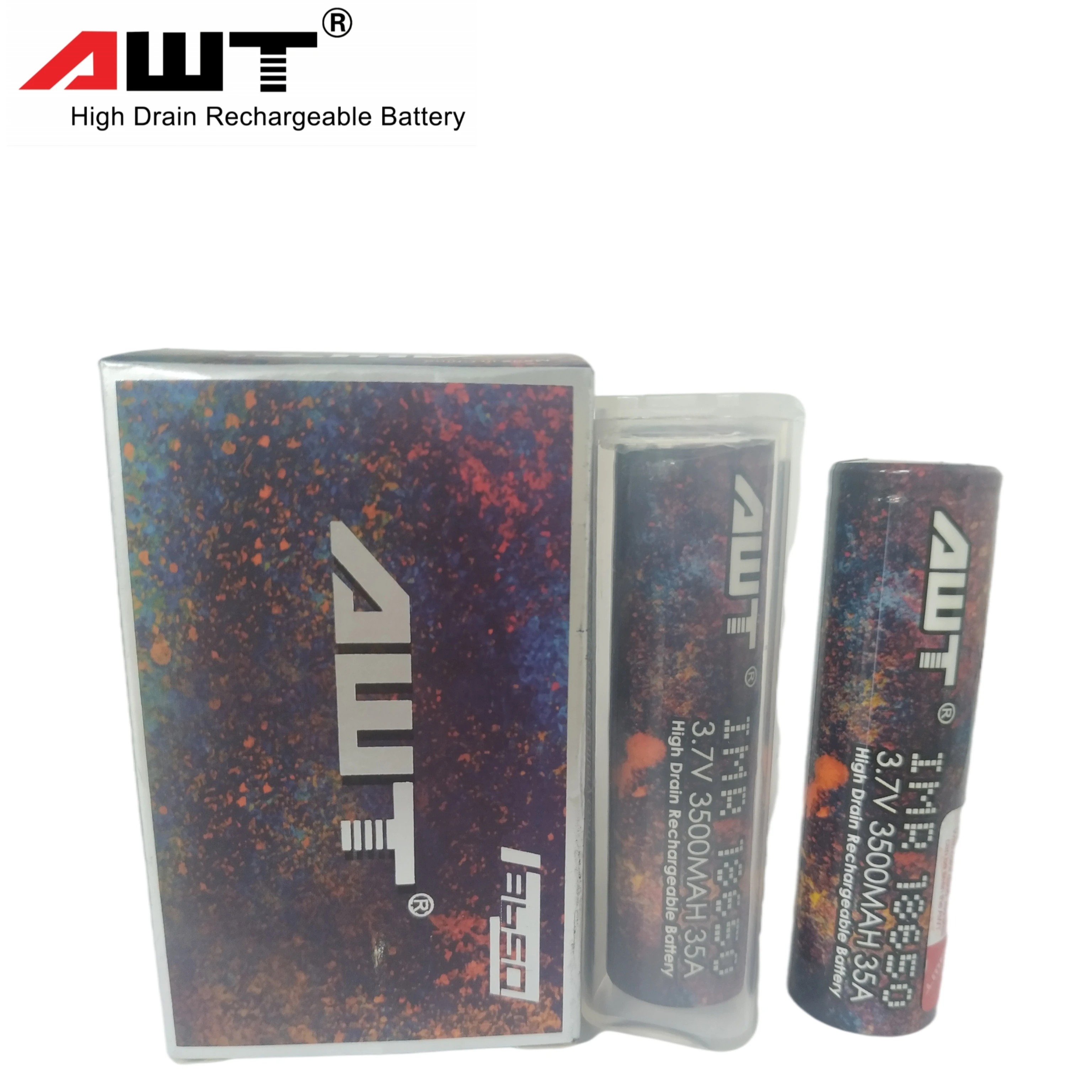 high performance button top Vapcell AWT 18650 3500mah 35A protected battery with micro USB charging for flashlight