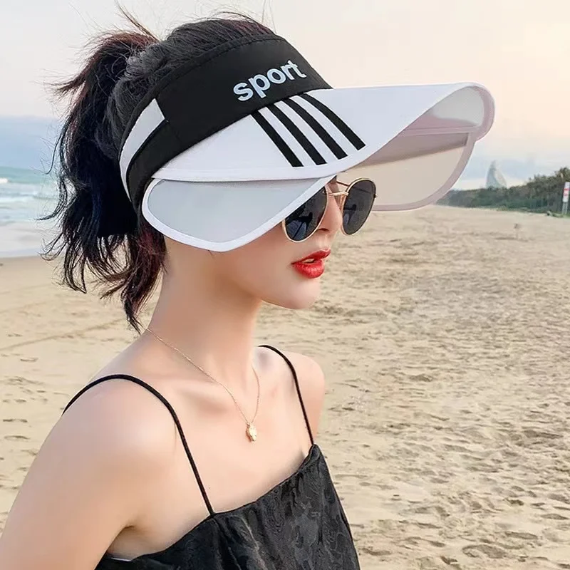 Stretchable panel Women Men Sun Protection Cap For Golf Tennis Beach Running Hiking Fishing Gardening Wide Brim Sun Visor Hat