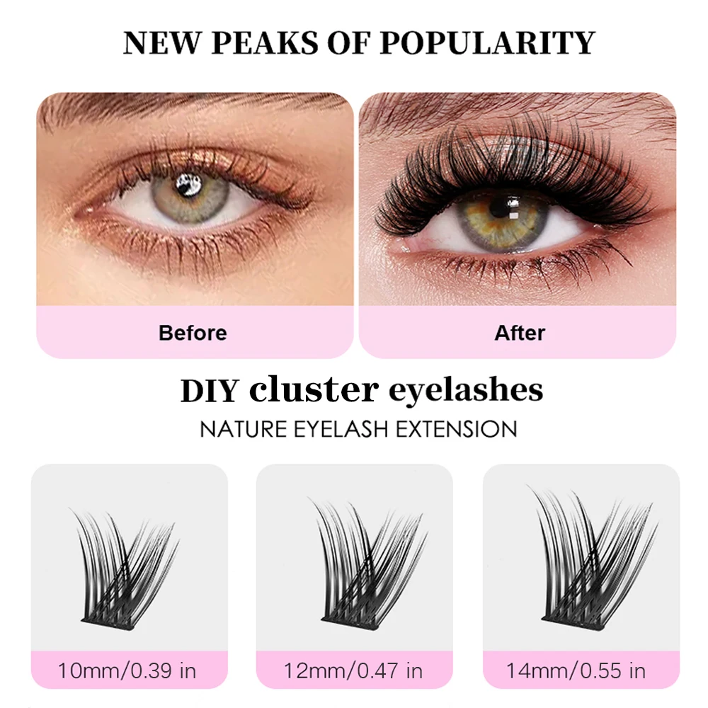 Individual Lashes Mixed Tray Faux Mink Lash Clusters Extensions 0.07 Cluster Lashes DIY Eyelash Extension Qingdao