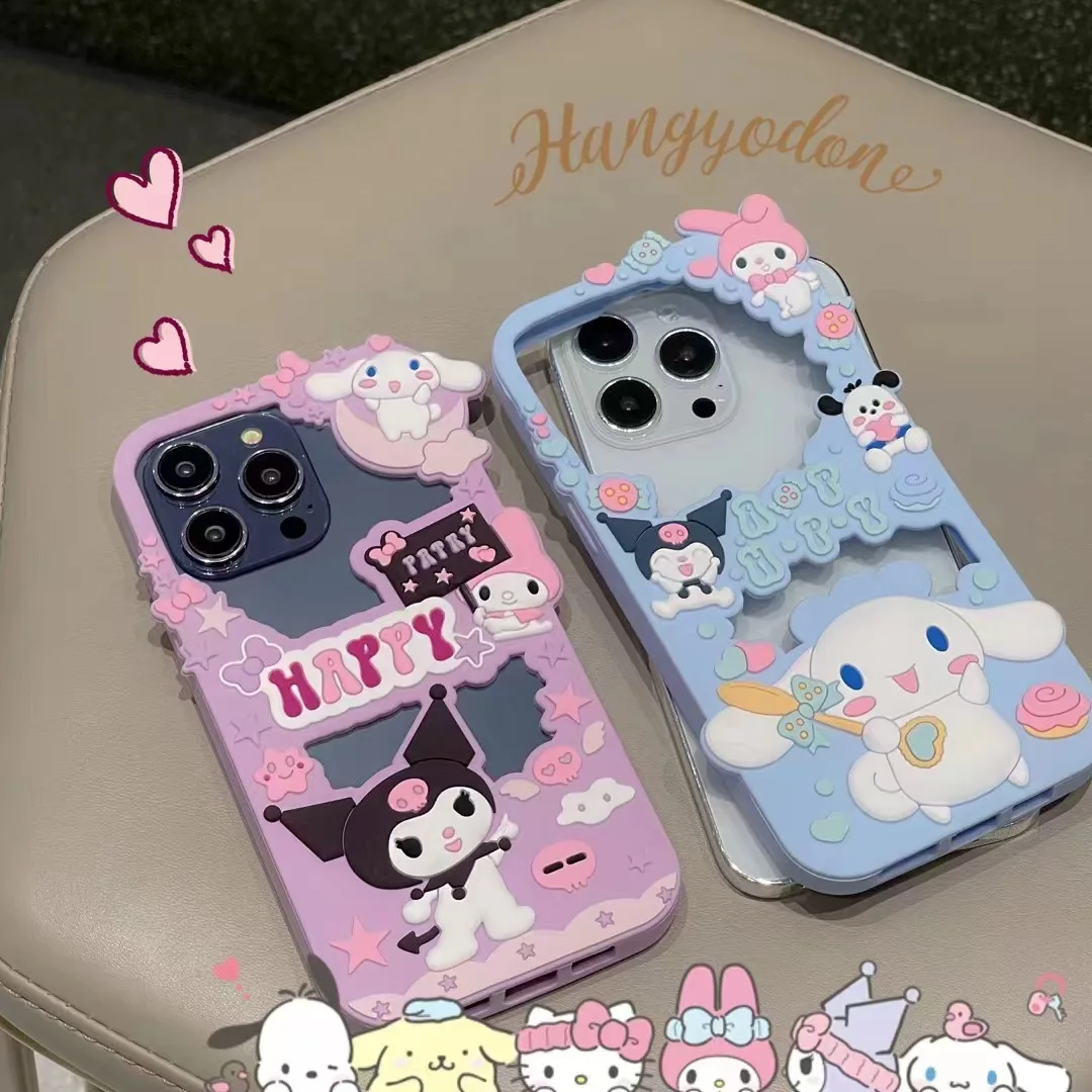 3D Cartoon Sanrio My Melody Soft Silicone TPU Phone Cases For iPhone 14 Pro 13 12 11 Pro Max  Mobile Cover Cute Pink Girl