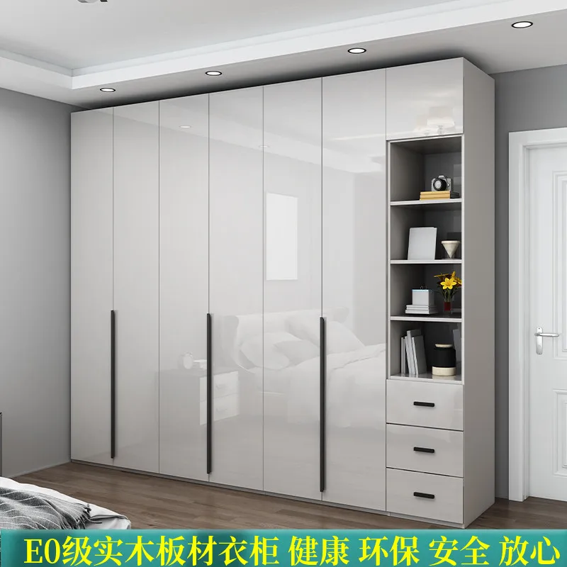 Bedroom Furniture Wooden Wardrobe Closet Cabinet UV High Gloss Glossy Surface cloakroom Free Combination Closets