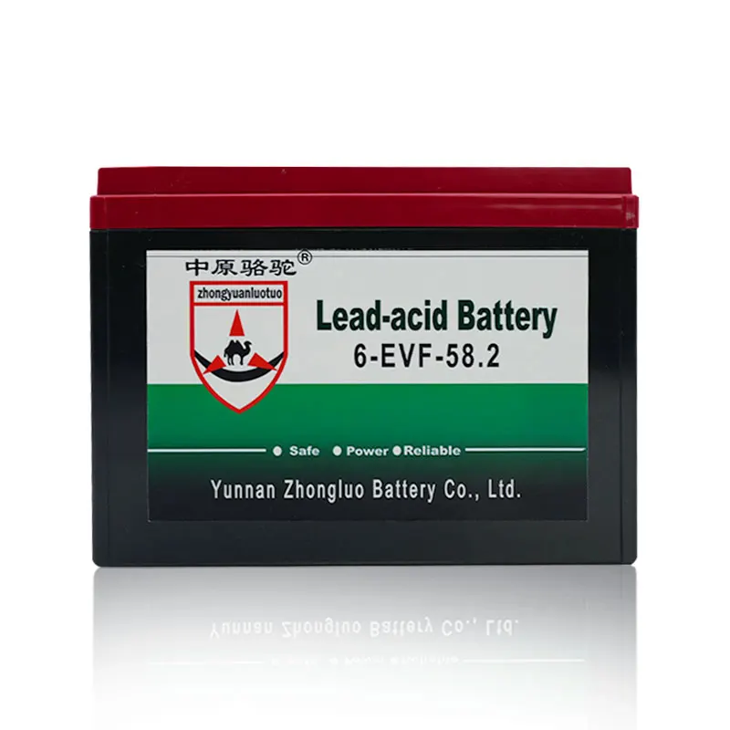 Zhongluo factory manufacturers directly deliver 6-EVF-58 12V 58AH Electric Scooter lead acid power battery for Ebike/Tricycle
