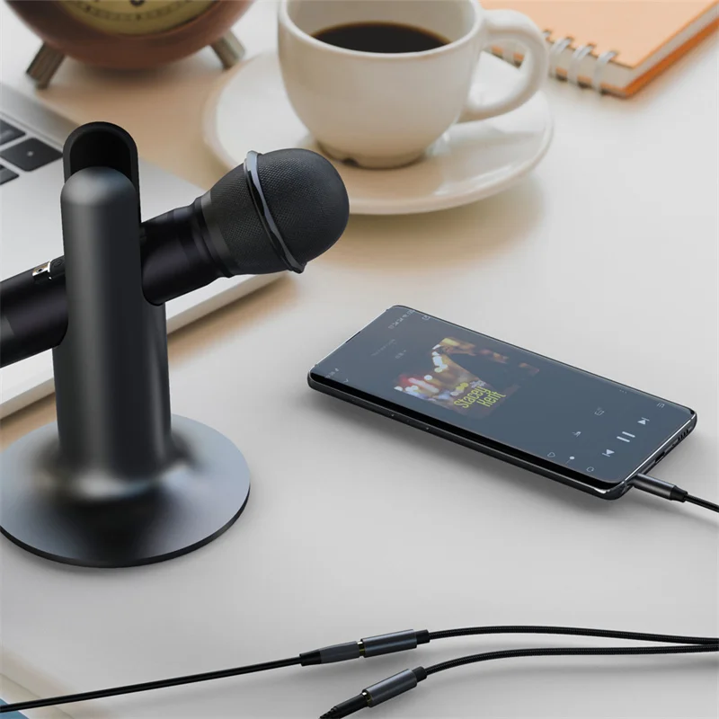 Nylon 3.5mm Extension Cable Audio Stereo Y Splitter (Hi-Fi Sound), 3.5mm Male to 2 Ports 3.5mm Female Headset Splitter cable