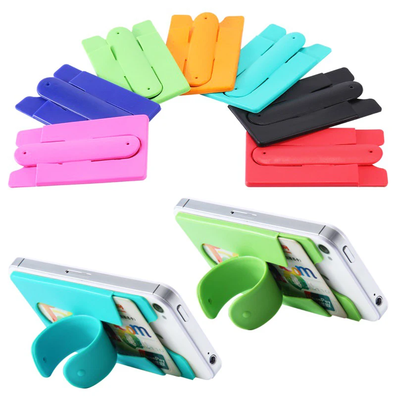 Custom Logo phone accessories back Sticker Silicone Mobile Phone Card Holder Cell Phone Stand Credit Card Holder