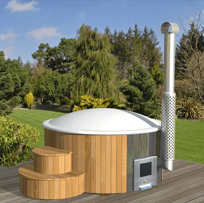 Outdoor Wood Fired Thermo pine Hot Tub wood burning heater for Garden