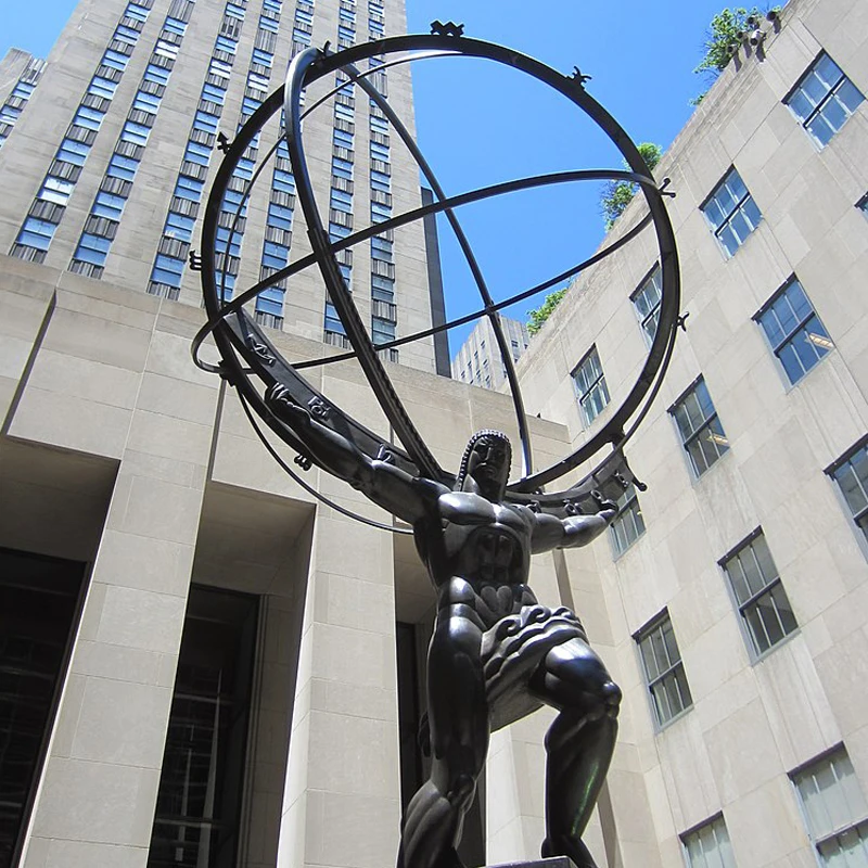 public sculpture  Nude Greek Man Statue Life Size Metal Brass Bronze Atlas Sculpture