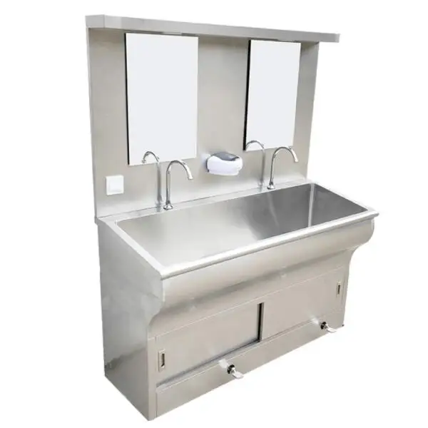 Double Bay / Station Foot Pedal Medical Hand Scrub Sink for hospital