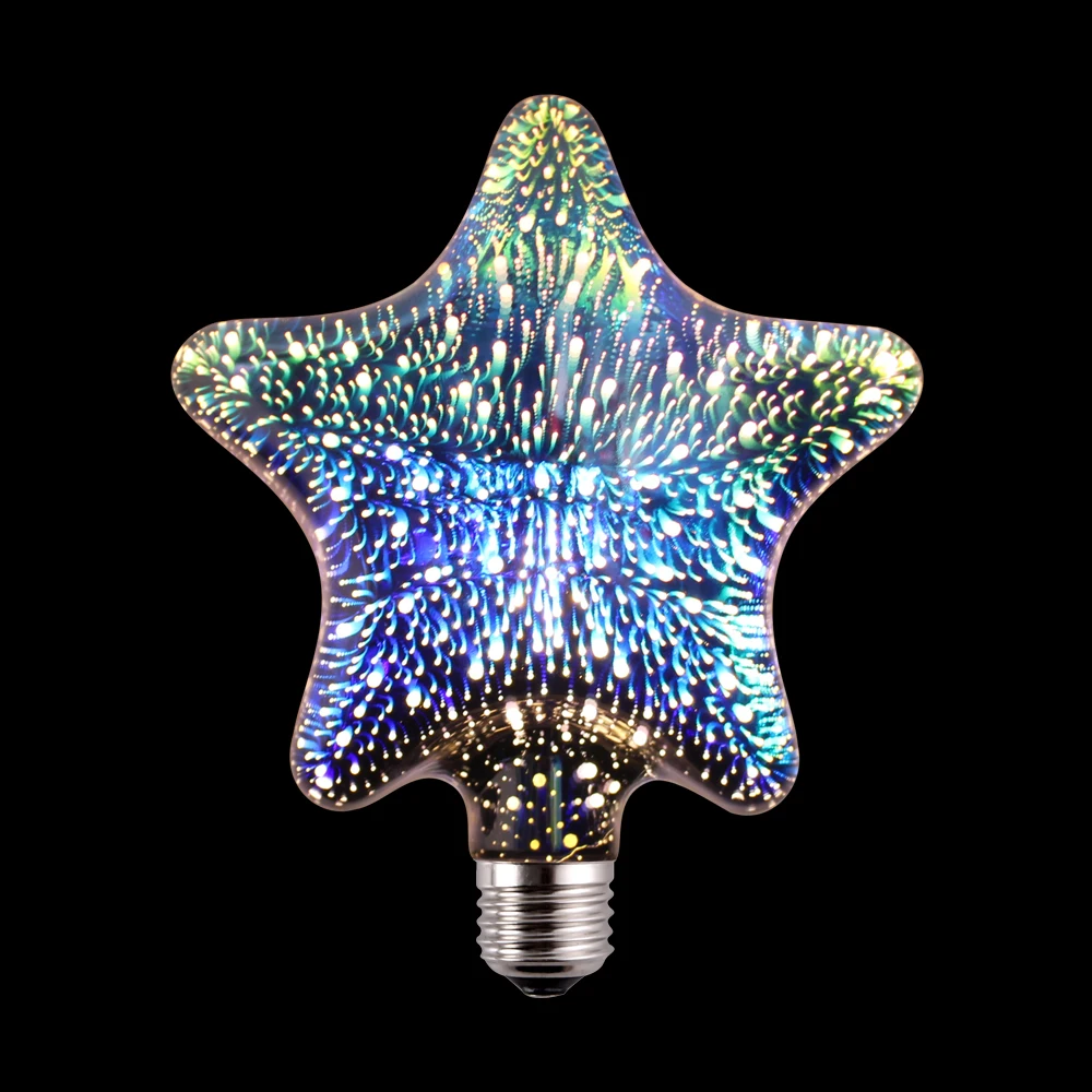Vintage Christmas Edison Bulbs Decorative Light For Indoor 3.5W A60 ST64 D95 G95 VV110 TREE LED 3D Firework Lamp