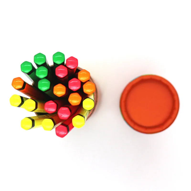 HB Pencil Neon Painting with Black Circle Dipping Paper Tube Packing