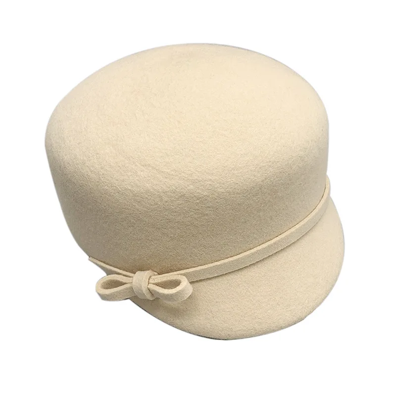 Высшее качество корейский стиль зимние банты украшение купол береты и шерстяные шляпы