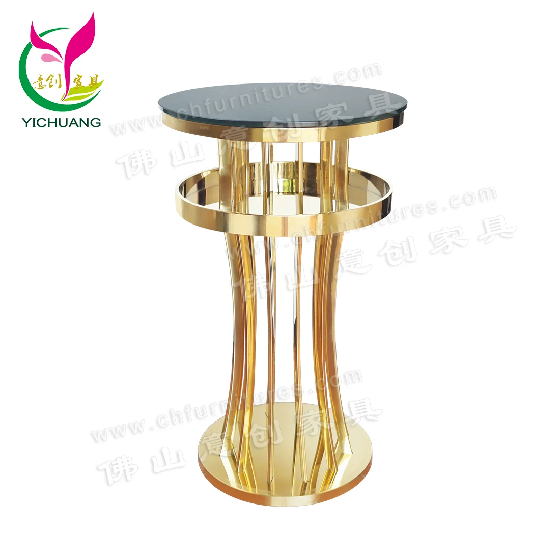 Fashion Light Luxury Bar Cafe Glass Table Stainless Steel
