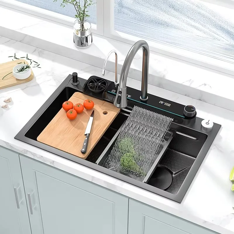 Temperature Display Piano Key Switches Temperature Control Switches Kitchen All In One Combo Kitchen With Sink & Faucet