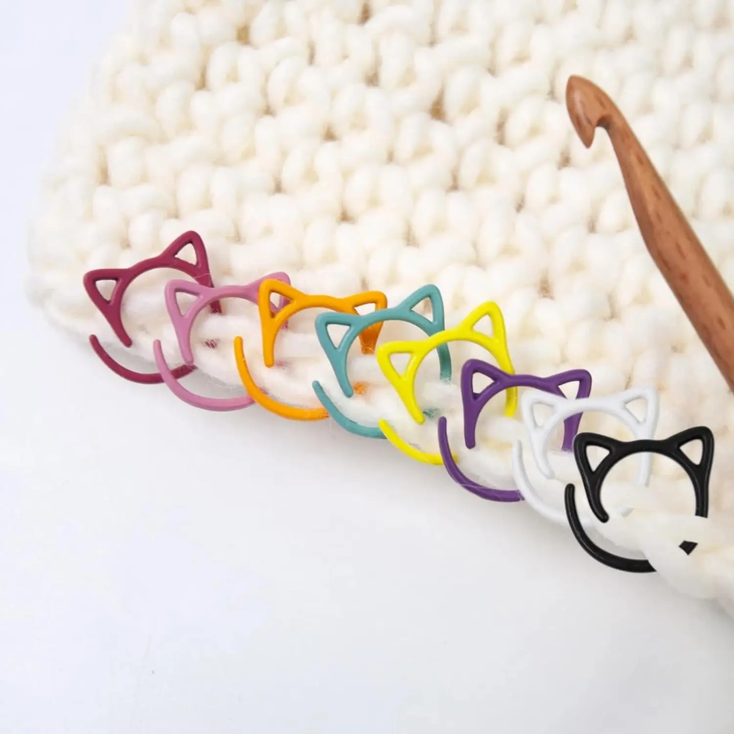 Metal Cats Shaped Crochet Knitting Stitch Markers Ring Locking Stitching Markers Rings for Crocheting Knitting Weaving Project