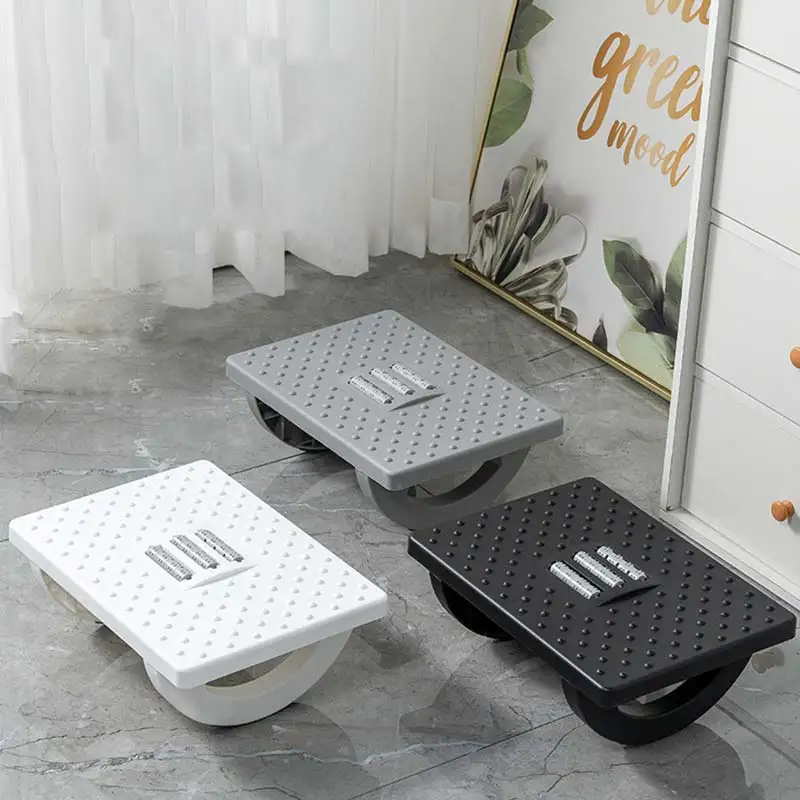 Office under desk foot rest stool rocking plastic footrest with massage rollers