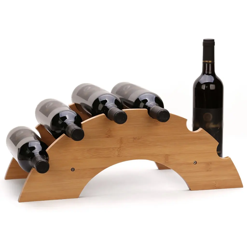Wholesale Freestanding 6 Bottles Bamboo Wine Storage Rack Holder Wine Racks for Home Kitchen Bar Cabinets