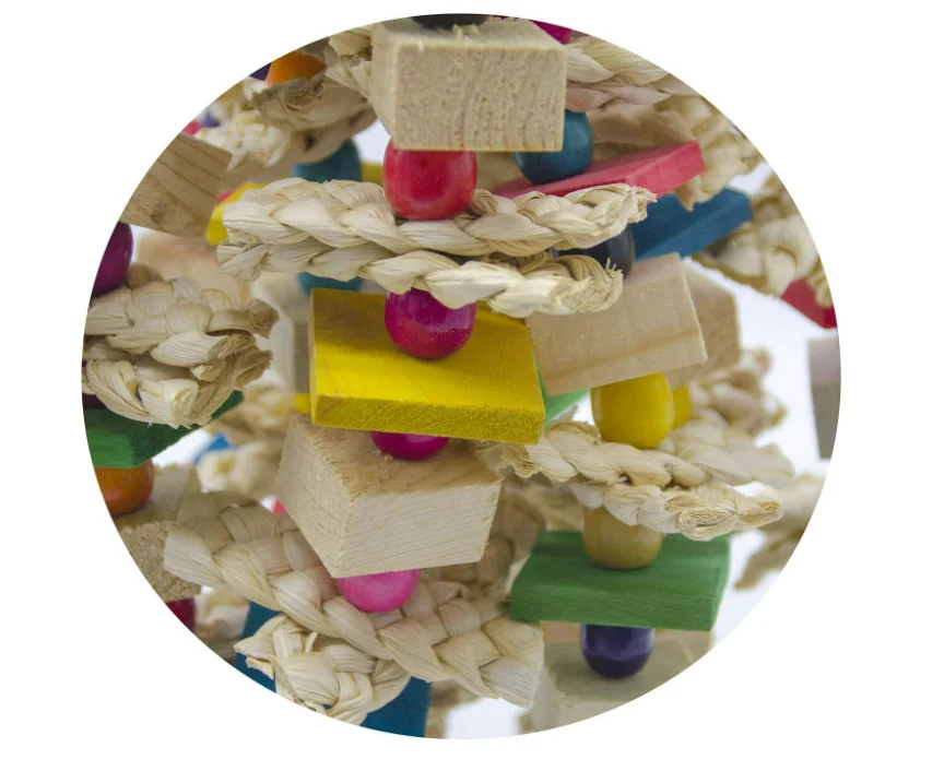 Natural Wooden Blocks Bird Chewing Toy Parrot Cage Bite Toy African Grey Cockatoos Bird Toy
