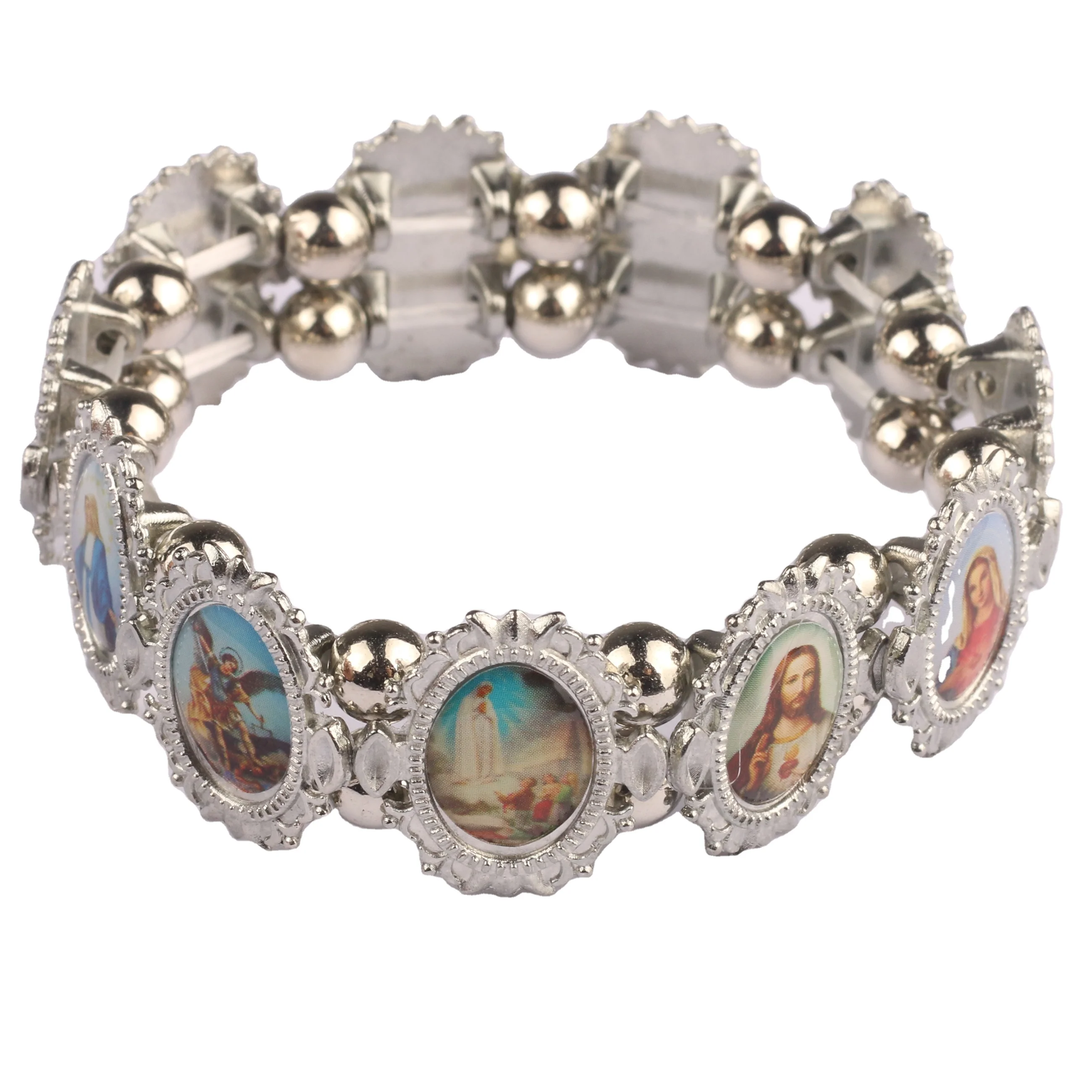 Catholic Metal Bracelets with mixed saint images