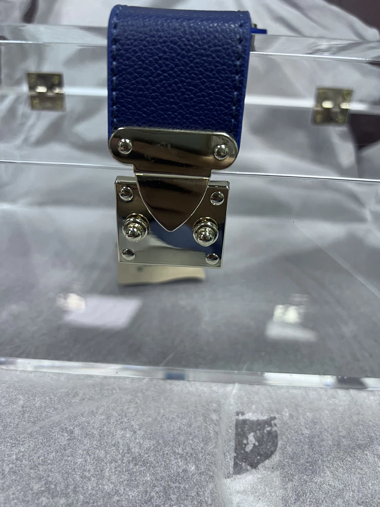 Luxury Lucite Storage Case Acrylic Favour Gift Box with leather strap bridesmaids gift box