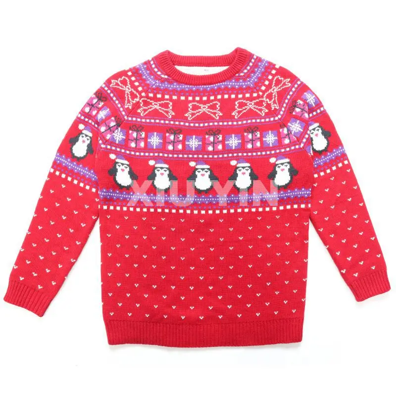Уродливый Рождественский свитер, 100% акриловые Женские Жаккардовые кардиганы с рождественским пингвином, плотный свитер, Рождественский подарок.