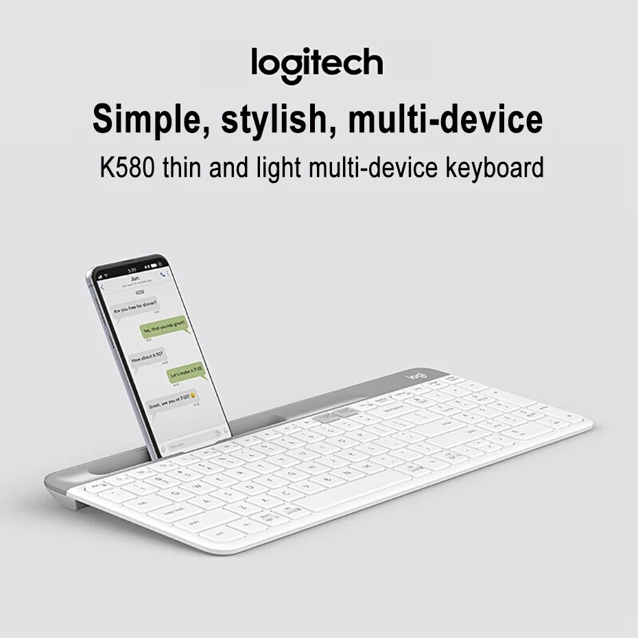 Logitech K580 Wireless Bluetooth Keyboard Ultra-thin Dual Mode Multi-Device Silent Keyboard For Cell Phone Computer Tablet