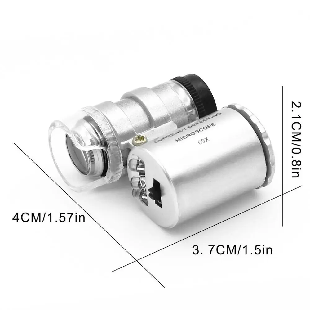  Новый брендовый портативный мини-микроскоп 60x со светодиодной и