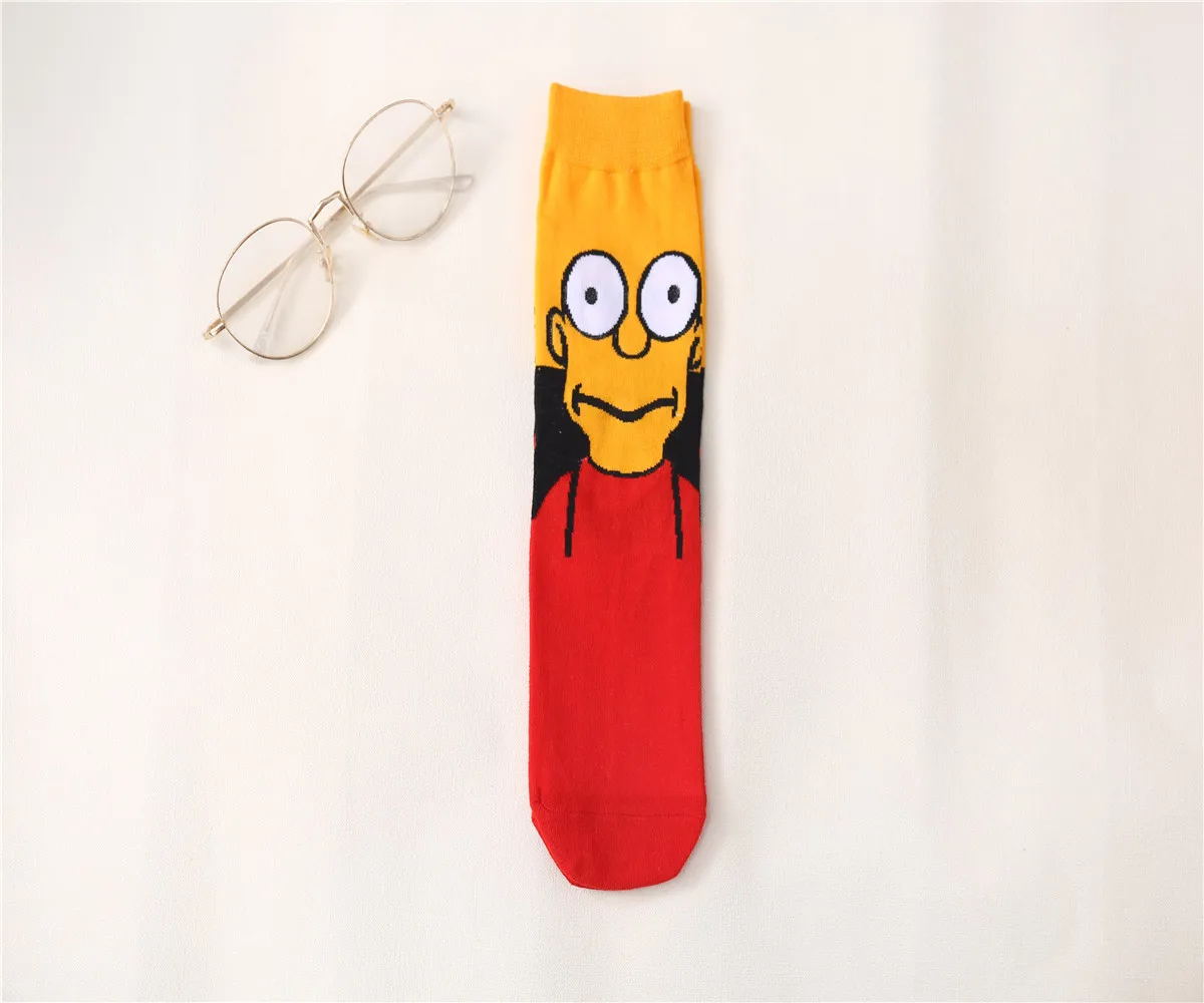Fashion Cheap Personality Anime characters Cartoon Simpson Middle tube Crew Unisex Floor socks Cotton sports socks