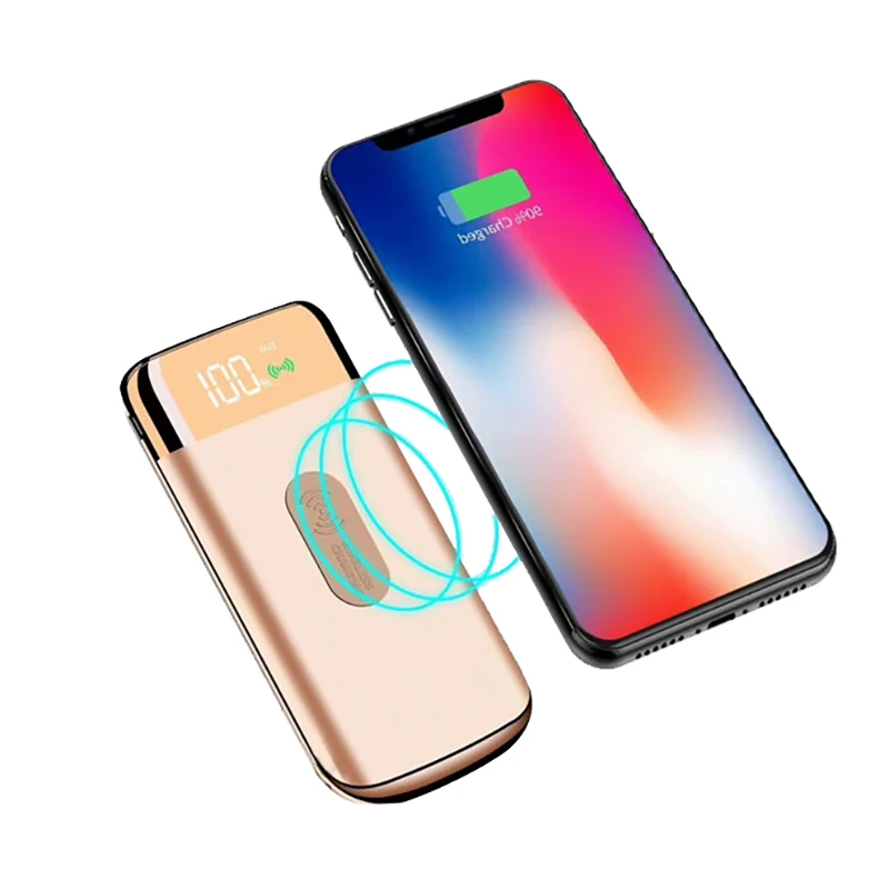 Wholesale 10000mah mobile battery powerbank wireless charger fast charge customize logo Metal power bank for mobile phone