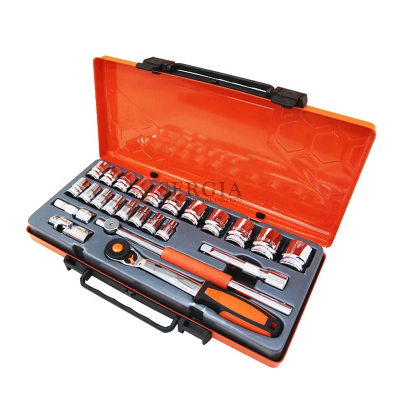 24pcs Hand Tool 1/2 Inch Ratchet Handle Socket Set