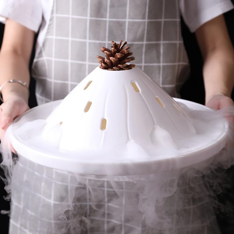 
Multiple size custom white round dry ice plate design restaurant hotel sushi sashimi melamine tray 