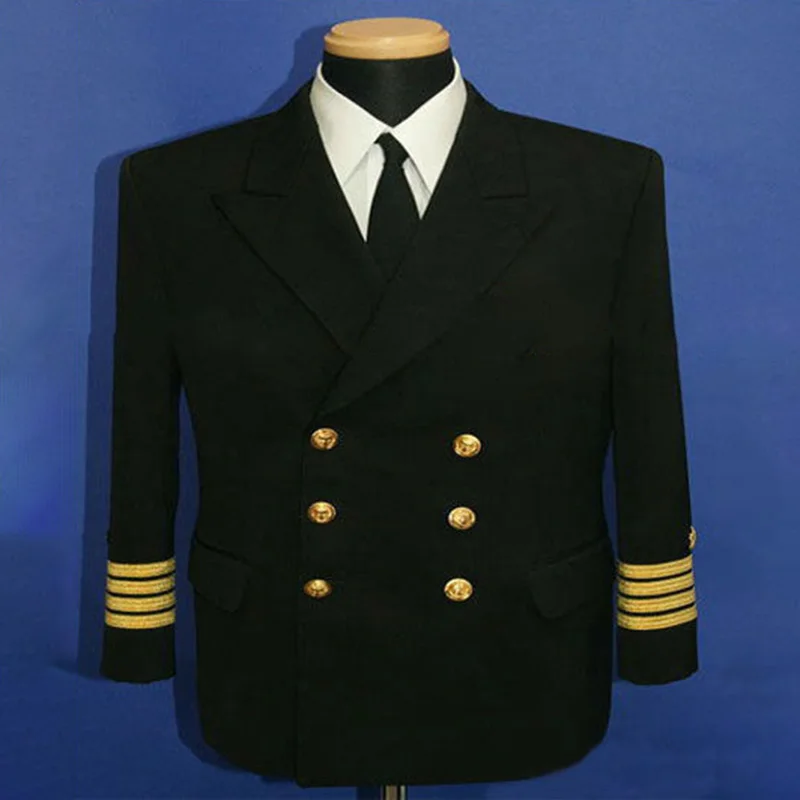 wool officer navy white uniform Stage performance uniform Drama props clothes