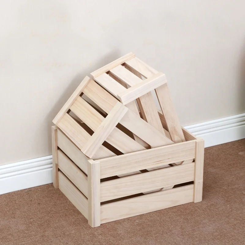 
Wholesale Customized IBEI product Handmade natural wooden craft gift Vegetable Fruit wine packing box Book Sundry storage crate 