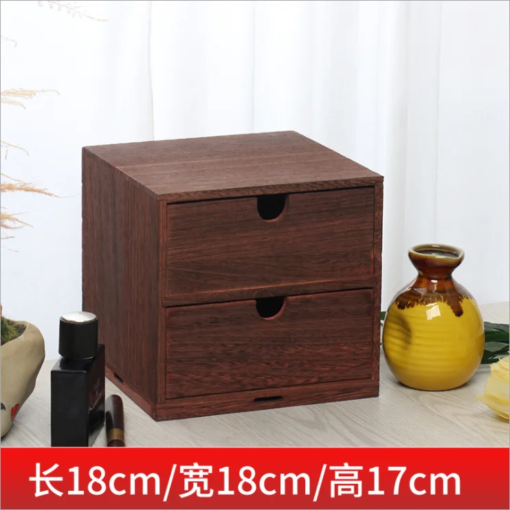 Solid wood multilayer storage boxes household desktop drawer type cabinets burning cosmetics jewelry box