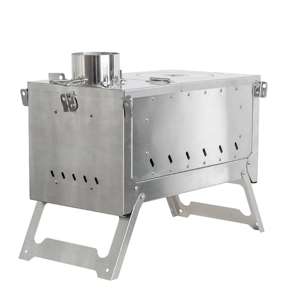 Portable Barbecue Grill  Camping Wood Stove Folding Fire Wood Heater For Winter  stainless steel Tent Stove
