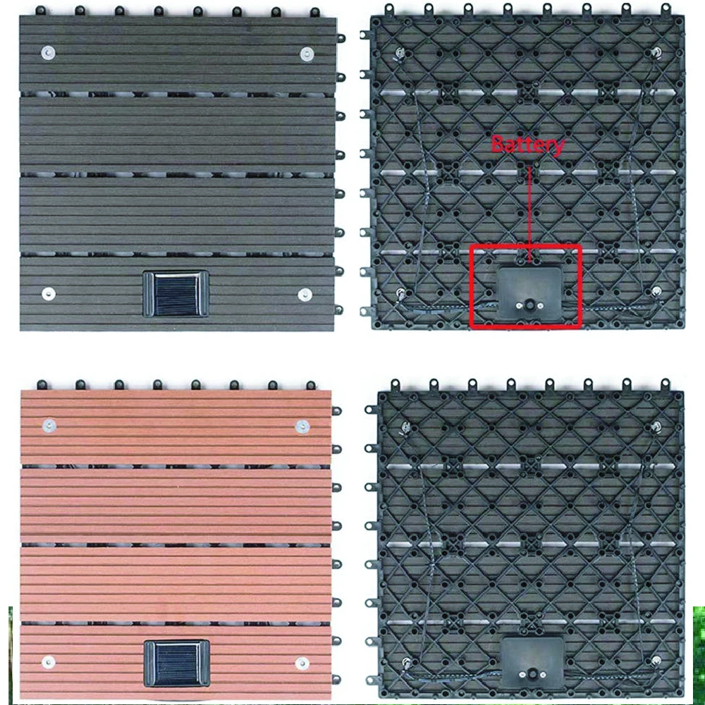 300mm*300mm Durable Garden Patio House WPC Wood Plastic Composite Flooring Outdoor Hollow Interlocking Recycled Decking Tiles