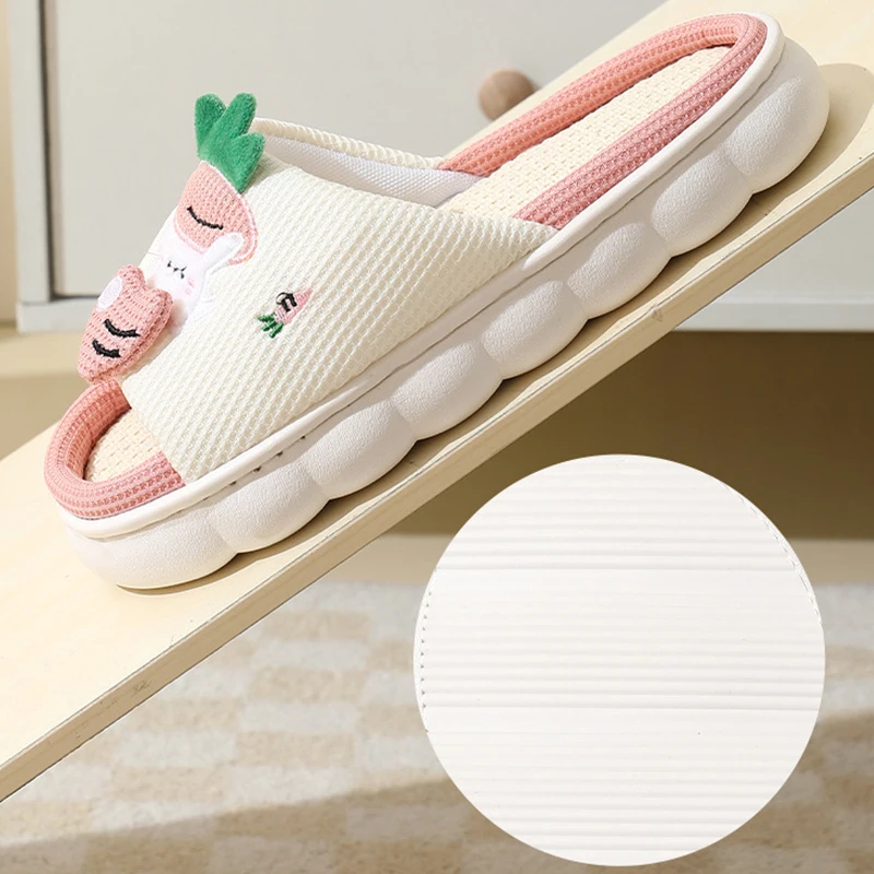 China Factory Price Wholesale Hot Selling New Design Flax Upper Cozy Soft Indoor Slippers for Women Adults Home Slippers