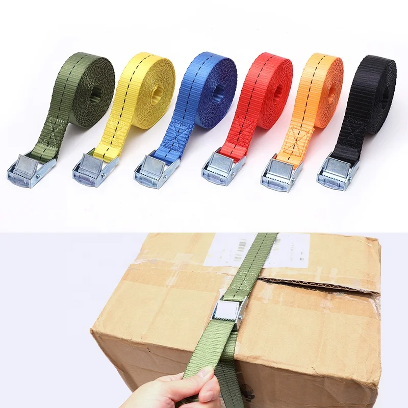 Nylon webbing Heavy Duty Black 1 inch Adjustable Cam Buckle Tie Down Strap