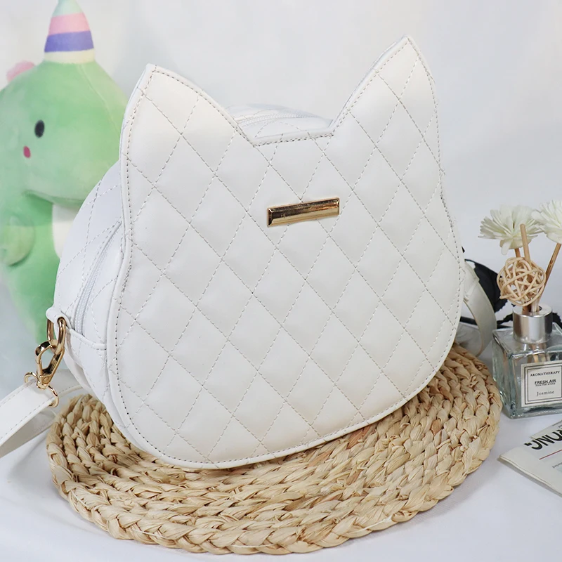 Factory Price Lovely Cat Handbag Diamond Lattice Pattern PU Leather Bag Ladies Single Shoulder Bag Women