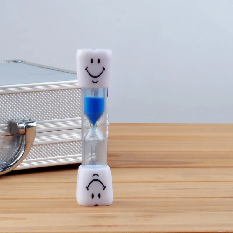 2 and 3 minutes smiling face tooth hourglass colorful brushes teeth sand clock timer