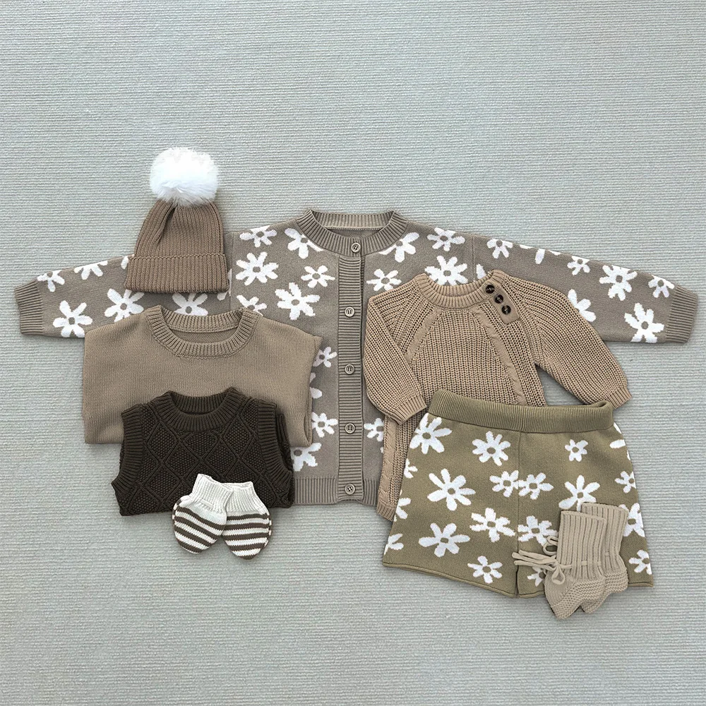 Mildream Outfits Toddler 100% Cotton Baby Children Clothes Set Pullover Autumn Winter Sweater Set Boys Girls Knitted Jumper Baby