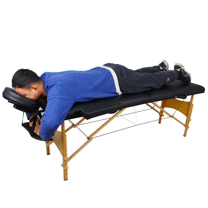 High Quality Portable Foldable Wooden Two-Fold Massage Table Direct Manufacturer Sale Living Room Bedroom Hotel Facial Leather